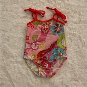 Planet Sea Infants Colorful Floral One-Piece Swimsuit  SZ 6 months